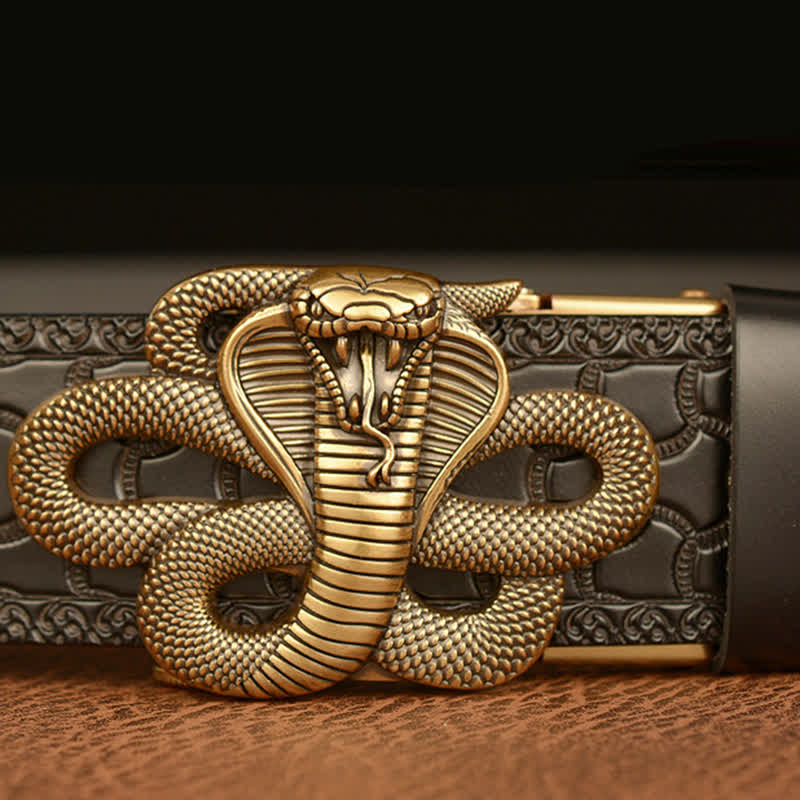 Men's Snake Medallion Buckle Leather Belt - Image 6