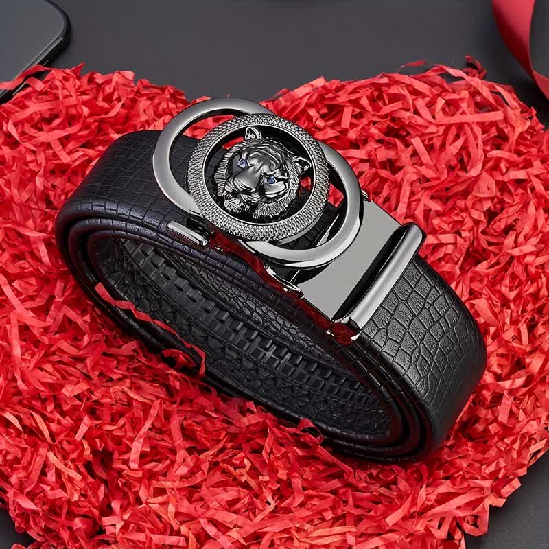Men's Snake Pattern Leopard Head Buckle Leather Belt - Image 7