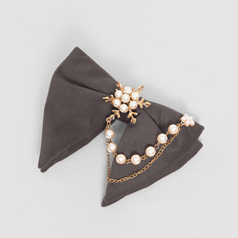 Men's Snowflake Pearl Chain Velvet Bow Tie Pocket Square - Image 10