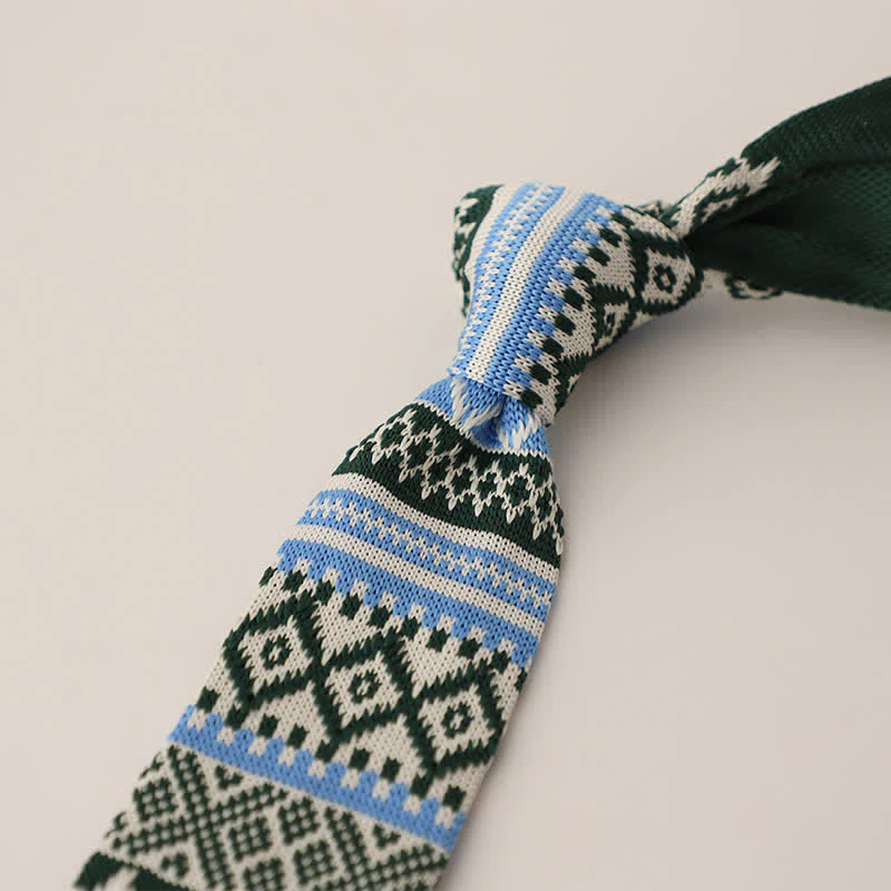 Men's Snowflake Polka Dots Pattern Knitted Necktie - Image 10