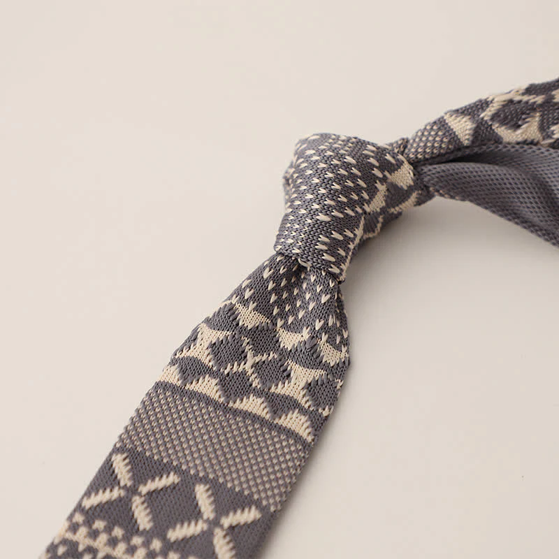 Men's Snowflake Polka Dots Pattern Knitted Necktie - Image 11