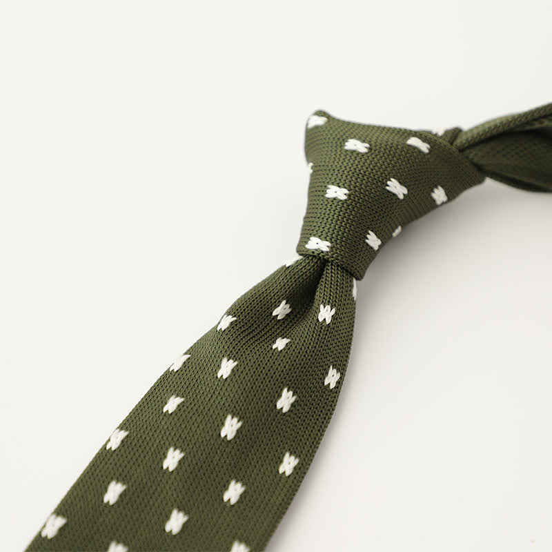 Men's Snowflake Polka Dots Pattern Knitted Necktie - Image 12