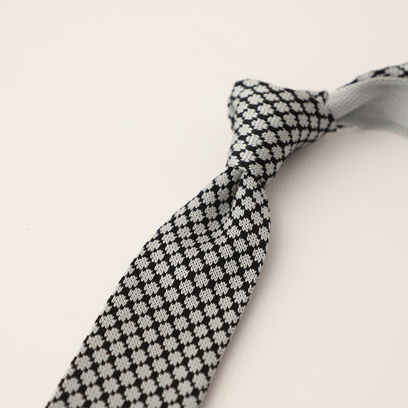 Men's Snowflake Polka Dots Pattern Knitted Necktie - Image 14