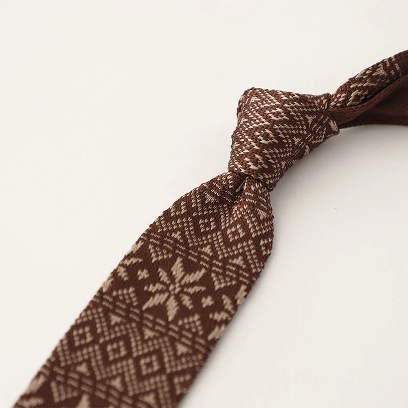 Men's Snowflake Polka Dots Pattern Knitted Necktie - Image 15