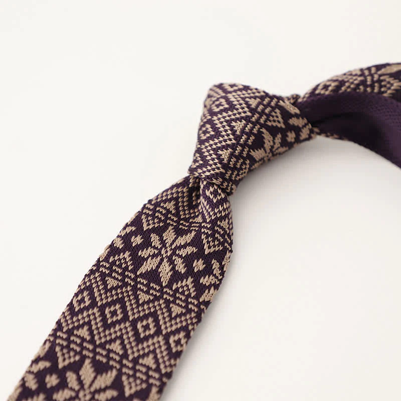 Men's Snowflake Polka Dots Pattern Knitted Necktie - Image 16