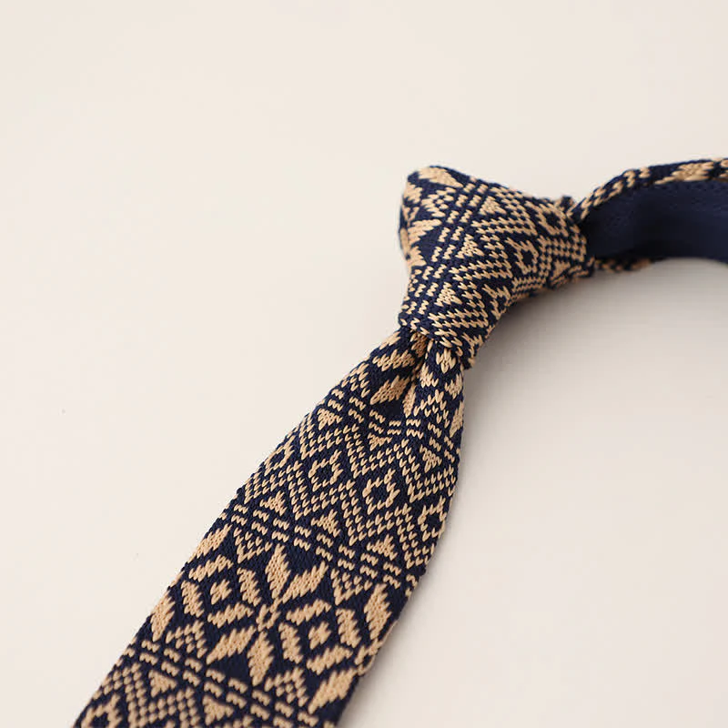 Men's Snowflake Polka Dots Pattern Knitted Necktie - Image 17