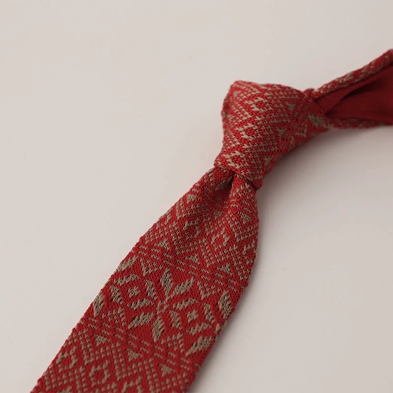 Men's Snowflake Polka Dots Pattern Knitted Necktie - Image 19