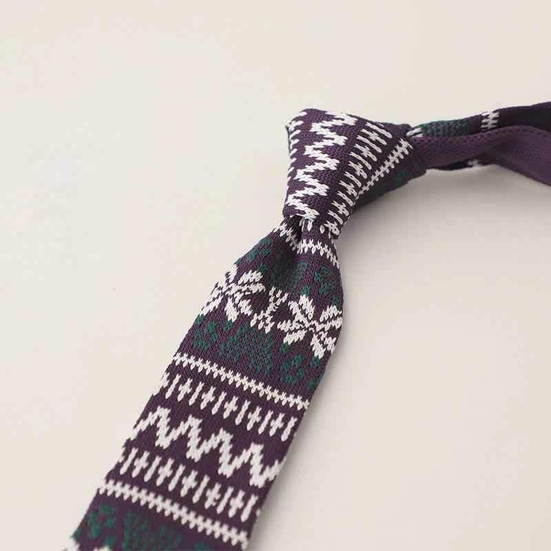 Men's Snowflake Polka Dots Pattern Knitted Necktie - Image 20