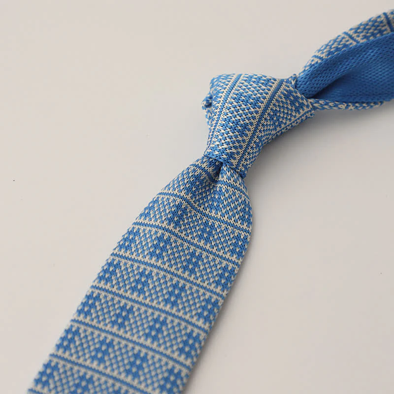 Men's Snowflake Polka Dots Pattern Knitted Necktie - Image 21