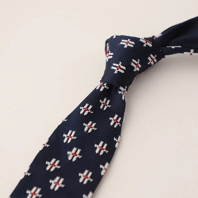 Men's Snowflake Polka Dots Pattern Knitted Necktie - Image 22