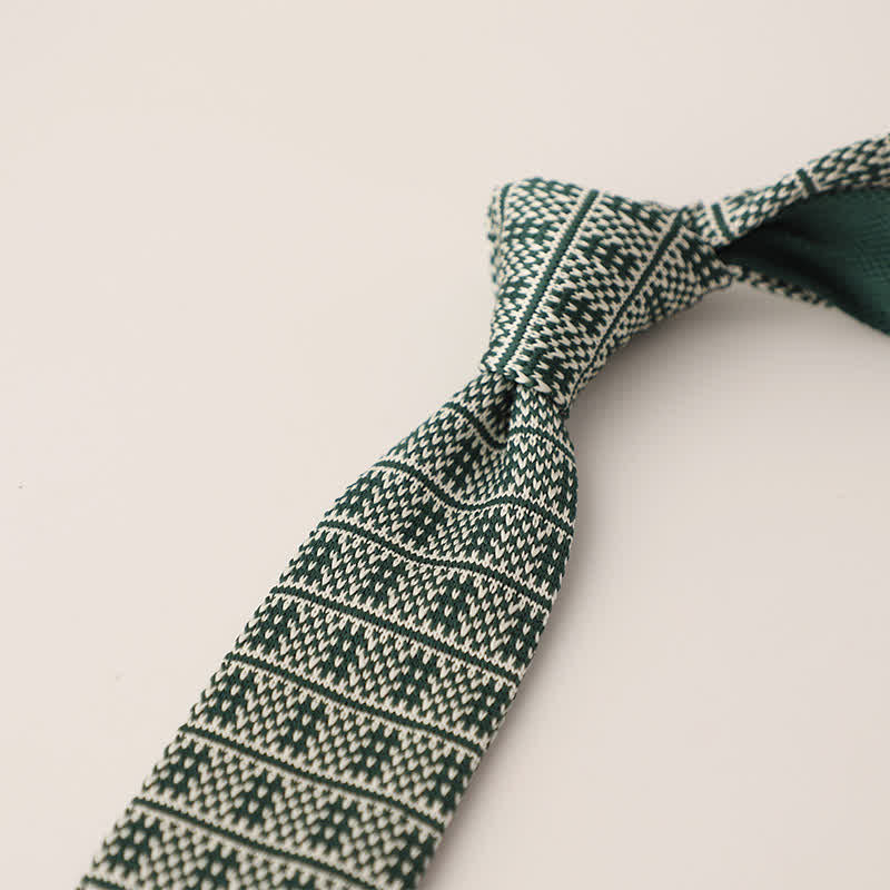 Men's Snowflake Polka Dots Pattern Knitted Necktie - Image 25