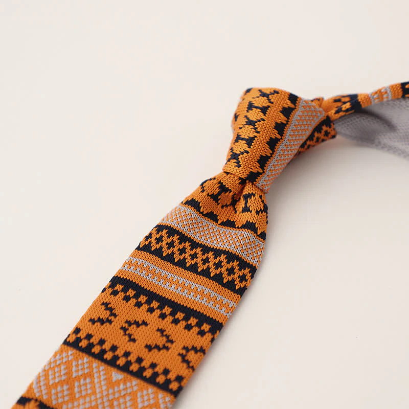 Men's Snowflake Polka Dots Pattern Knitted Necktie - Image 3