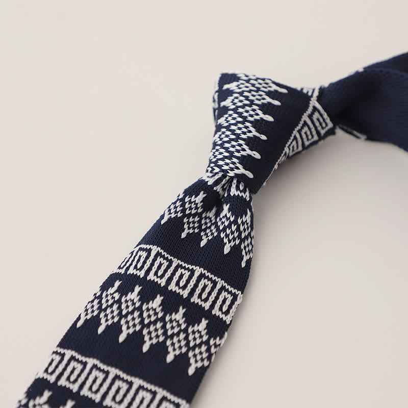 Men's Snowflake Polka Dots Pattern Knitted Necktie - Image 5
