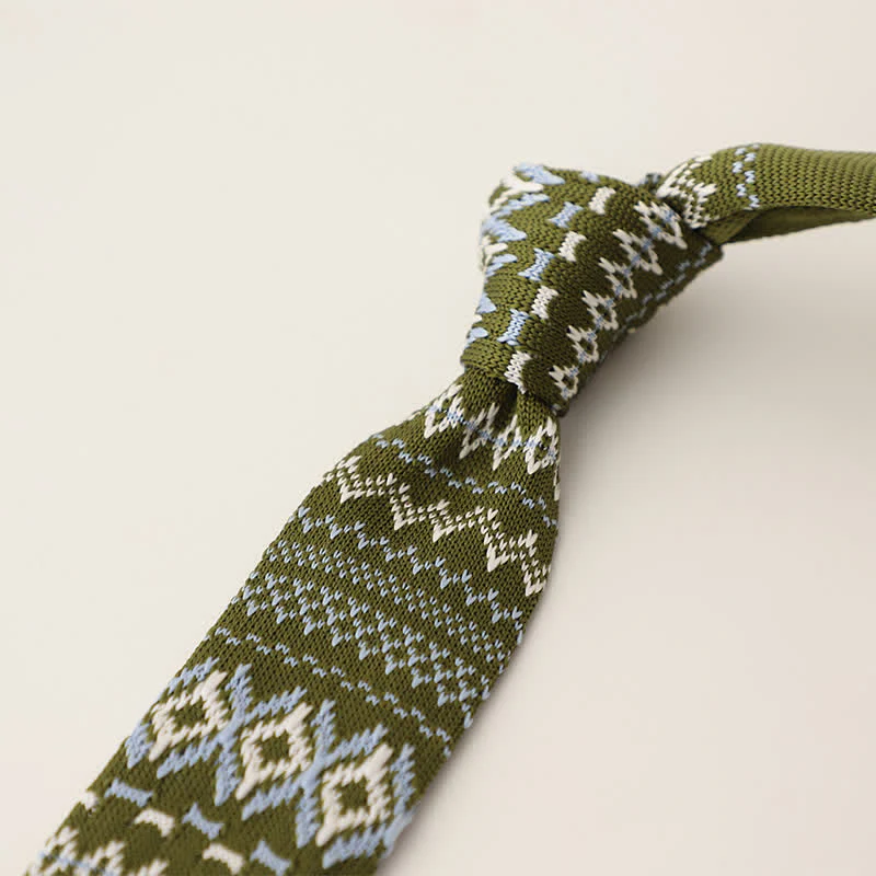 Men's Snowflake Polka Dots Pattern Knitted Necktie - Image 6