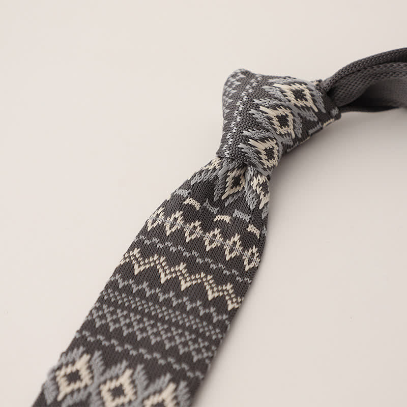 Men's Snowflake Polka Dots Pattern Knitted Necktie - Image 7