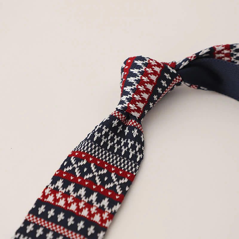 Men's Snowflake Polka Dots Pattern Knitted Necktie - Image 9