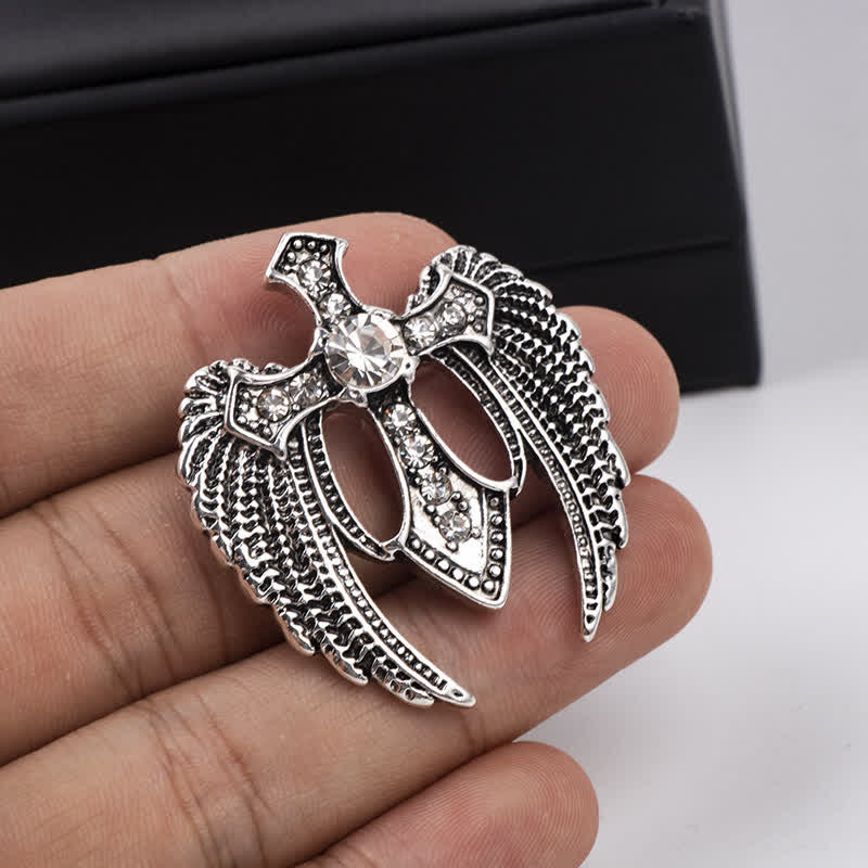 Men's Soar In Faith Wings Cross Brooch - Image 7