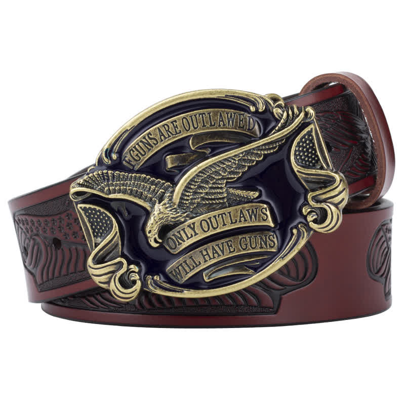 Men's Soaring Eagle American Flag Leather Belt - Image 15