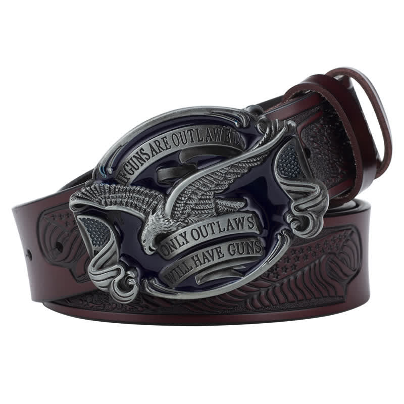 Men's Soaring Eagle American Flag Leather Belt - Image 9