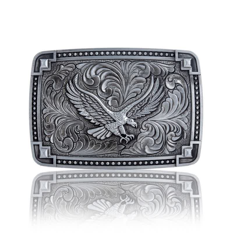 Men's DIY Soaring Eagle In Dreamy Sky Buckle Leather Belt - Image 4