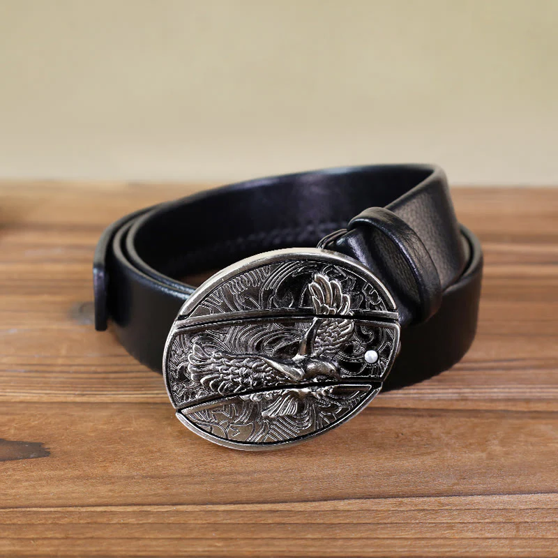 Men's Soaring Eagle Leather Belt With Folding Knife - Image 7