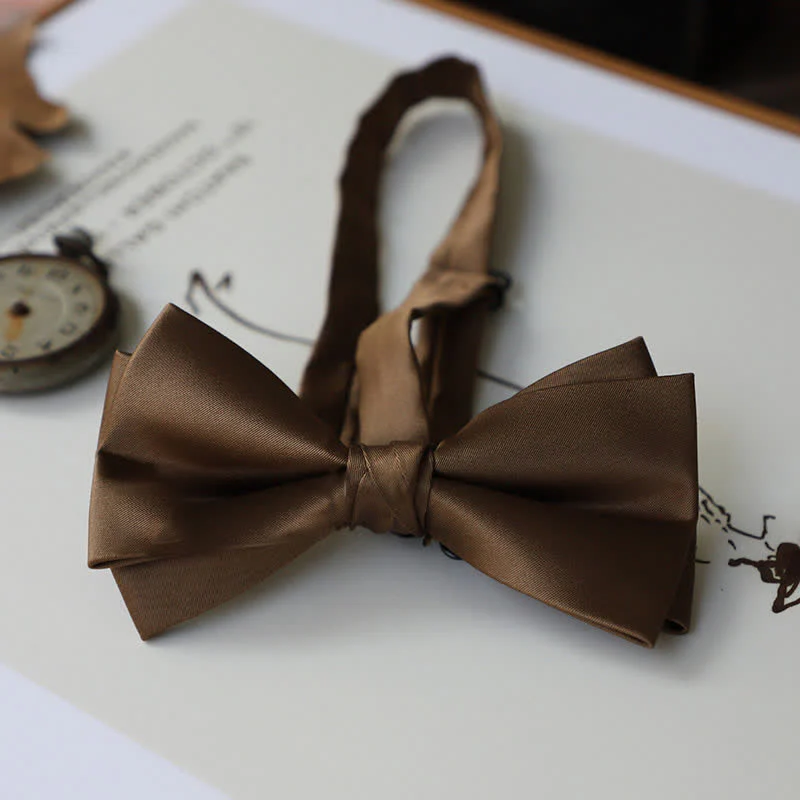 Men's Solid Coffee Brown Color Series Bow Tie - Image 8