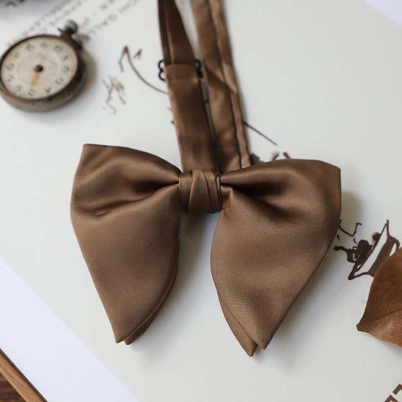 Men's Solid Coffee Brown Color Series Bow Tie - Image 9