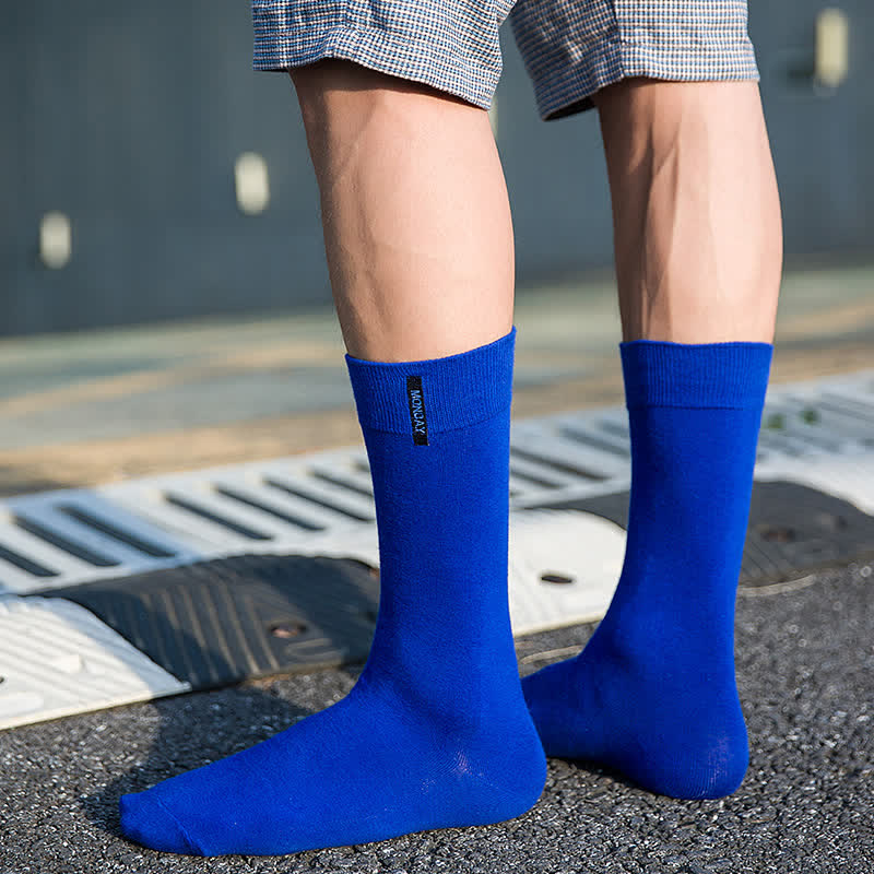 Men's Solid Color British Gentleman Cotton Crew Socks - Image 8