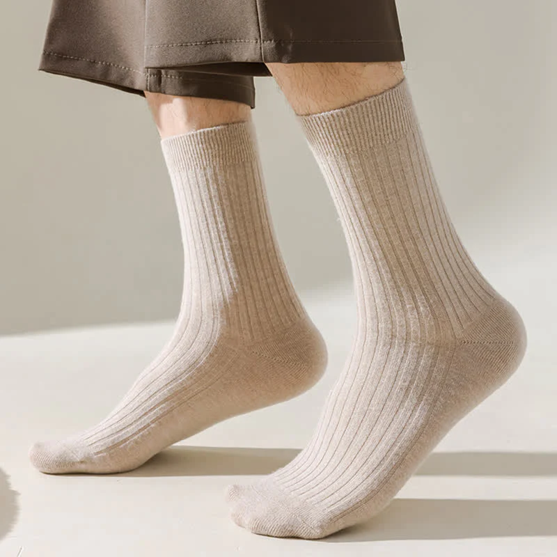 Men's Solid Color Comfortable Breathable Crew Socks - Image 13