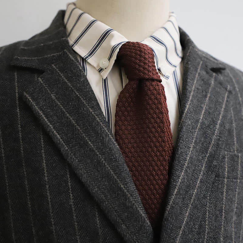 Men's Solid Color Knitted Narrow Slim Necktie - Image 8