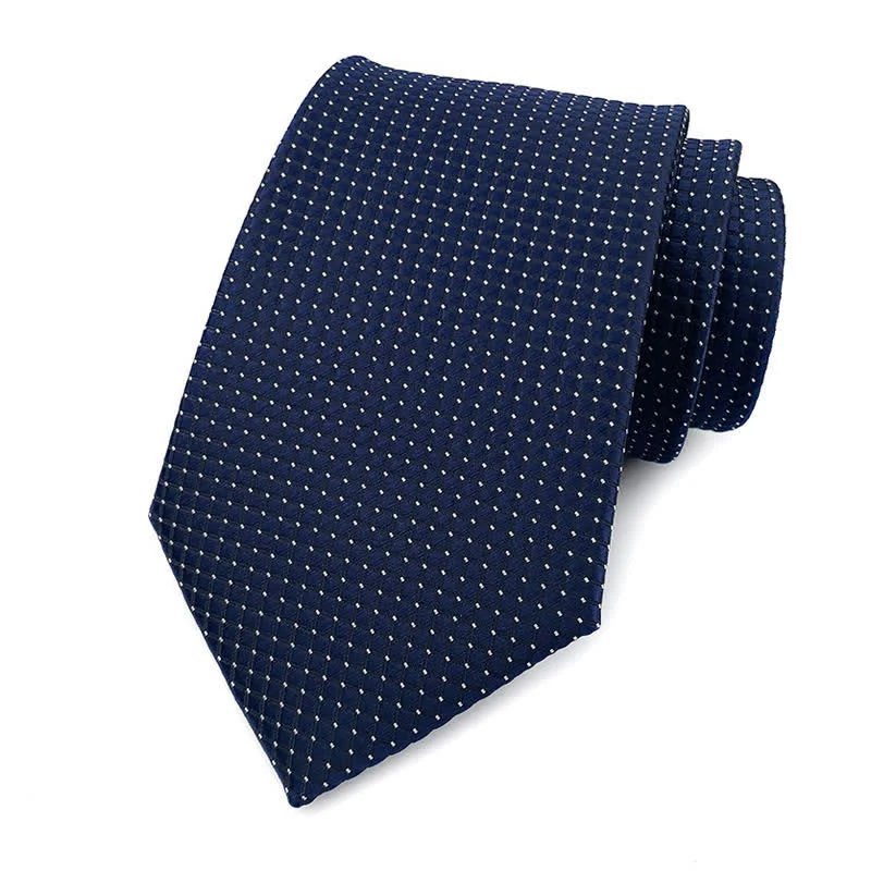 Men's Solid Color Subtle Checked Office Necktie - Image 10