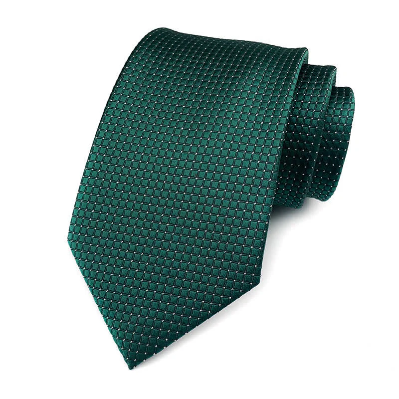 Men's Solid Color Subtle Checked Office Necktie - Image 11