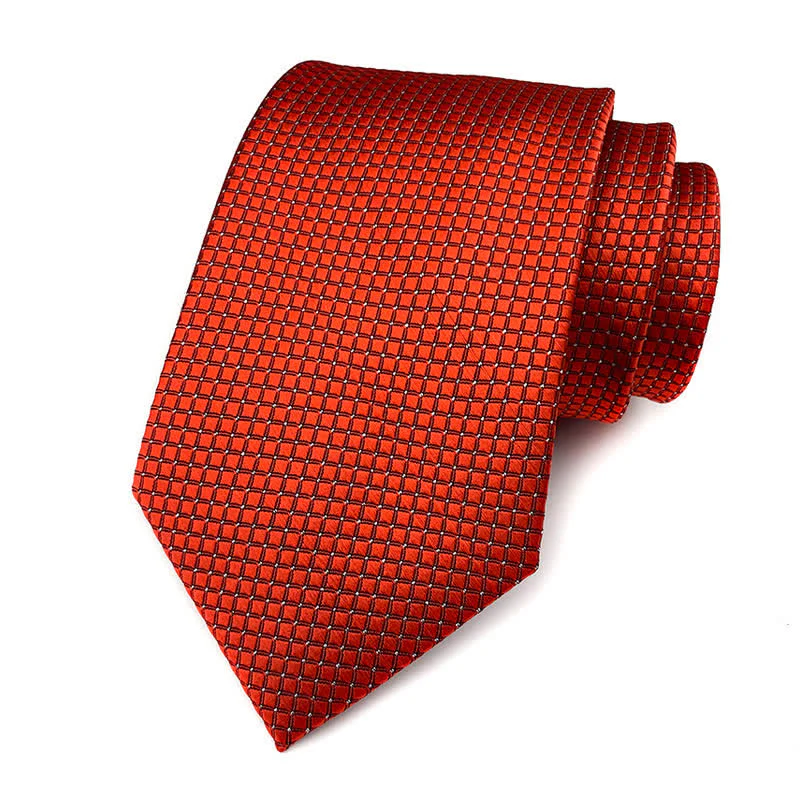 Men's Solid Color Subtle Checked Office Necktie - Image 12