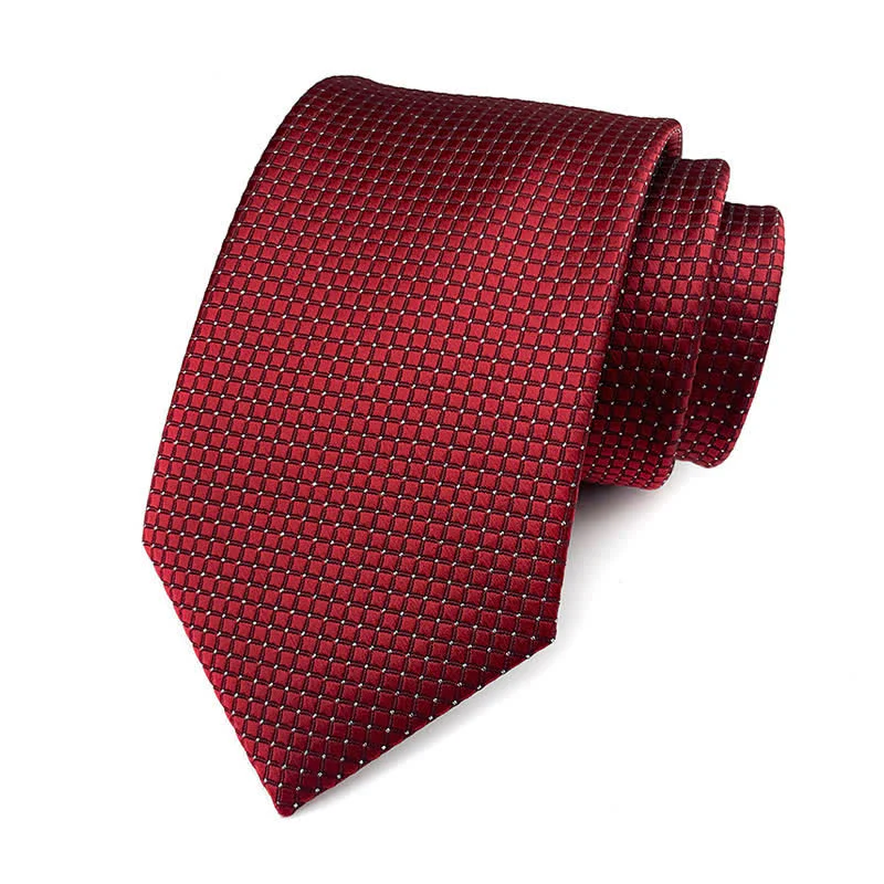Men's Solid Color Subtle Checked Office Necktie - Image 13