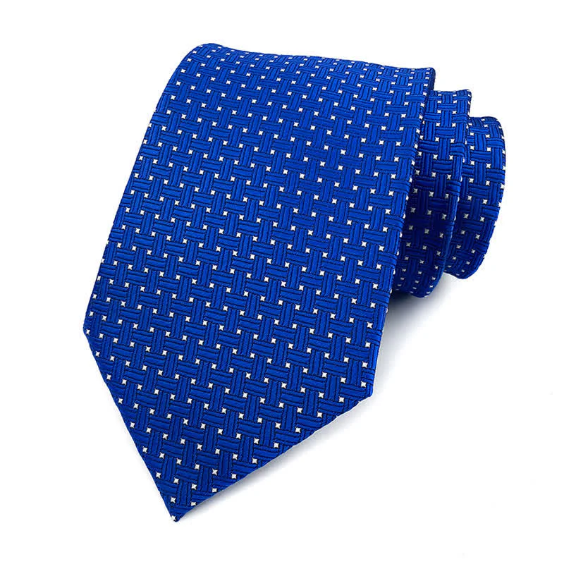 Men's Solid Color Subtle Checked Office Necktie - Image 14