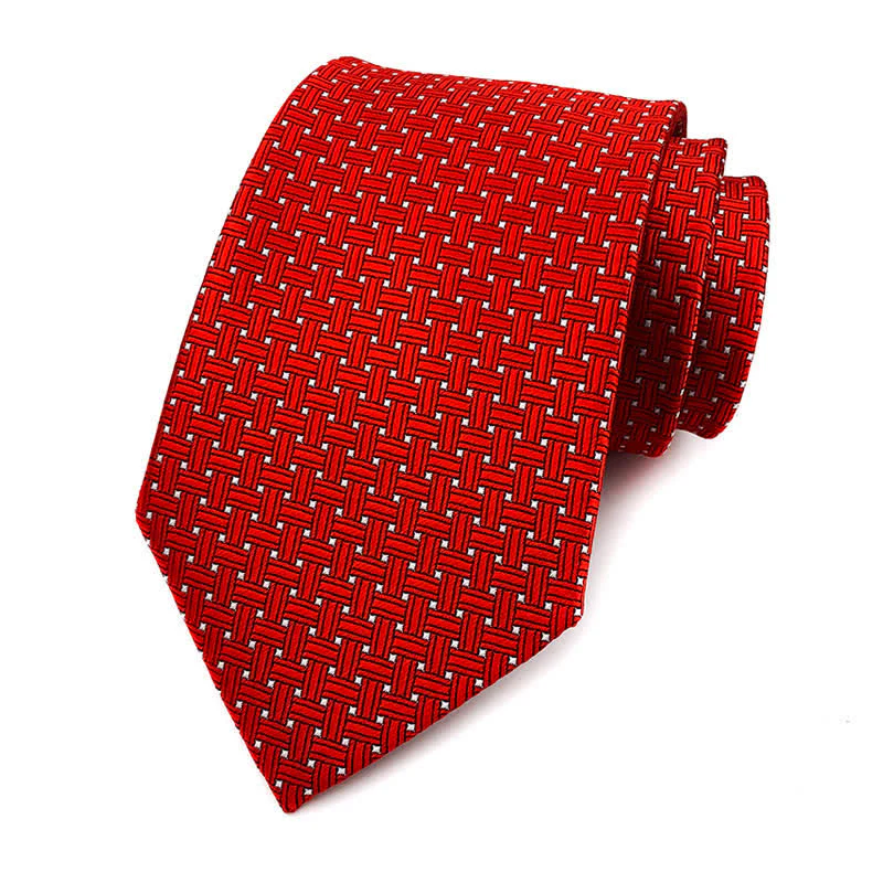 Men's Solid Color Subtle Checked Office Necktie - Image 15