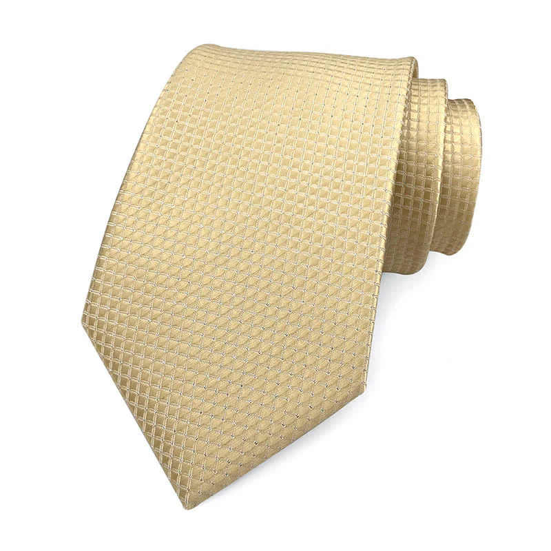 Men's Solid Color Subtle Checked Office Necktie - Image 16