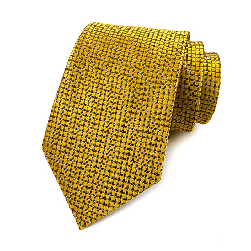 Men's Solid Color Subtle Checked Office Necktie - Image 17