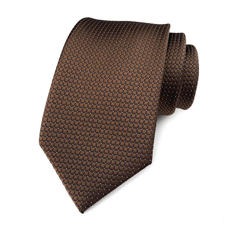Men's Solid Color Subtle Checked Office Necktie - Image 18