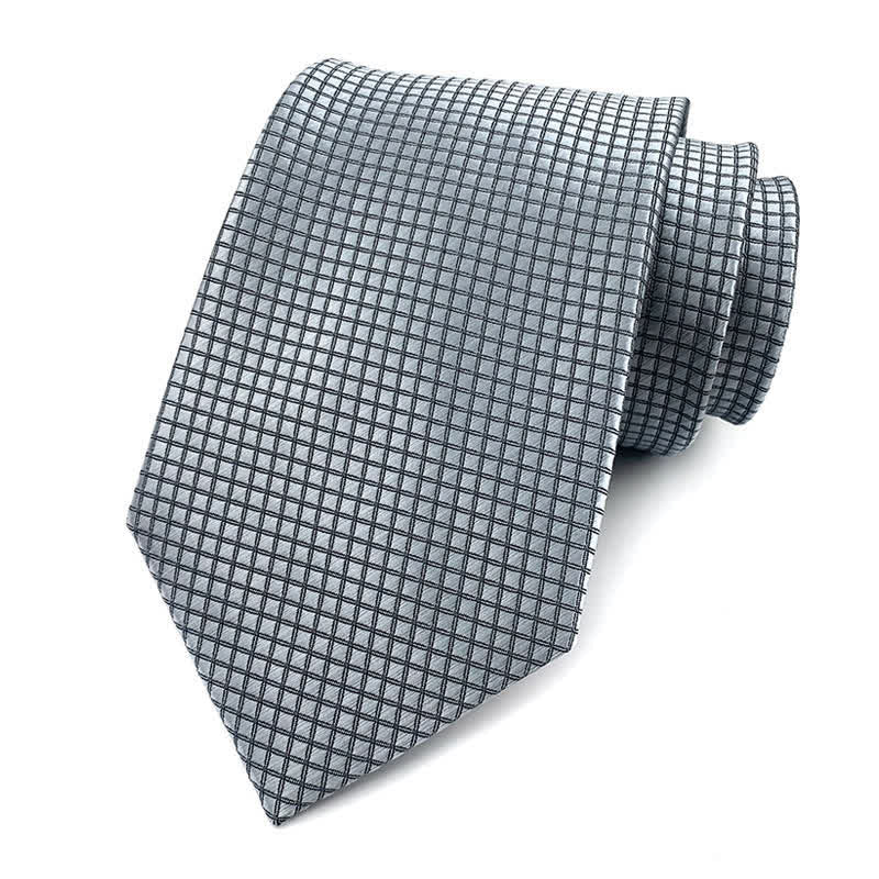 Men's Solid Color Subtle Checked Office Necktie - Image 3