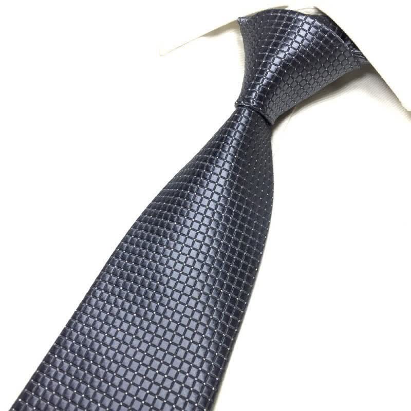 Men's Solid Color Subtle Checked Office Necktie - Image 4
