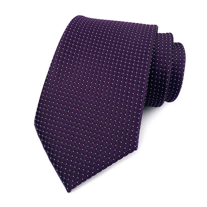 Men's Solid Color Subtle Checked Office Necktie - Image 6
