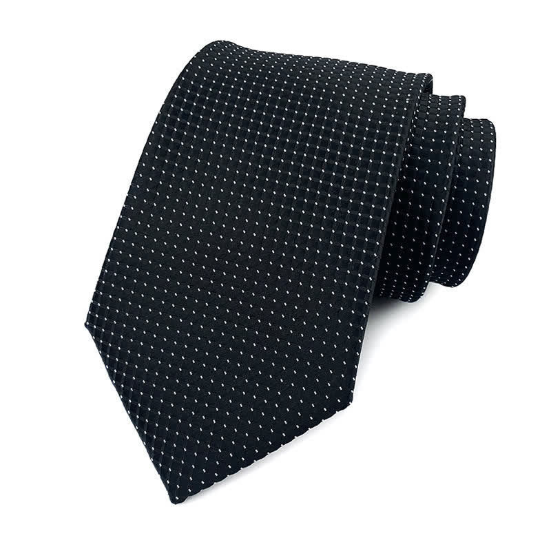 Men's Solid Color Subtle Checked Office Necktie - Image 9