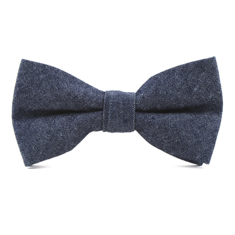 Men's Solid Color Twill Denim Cotton Bow Tie - Image 6
