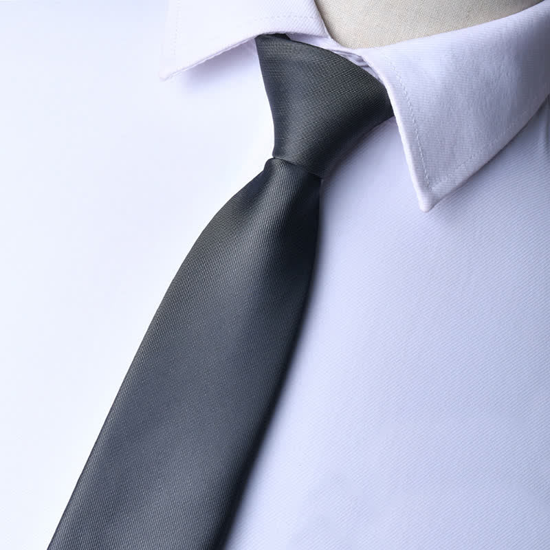 Men's Solid Color Zipper Tie Adjustable Necktie - Image 22