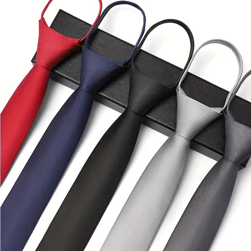 Men's Solid Color Zipper Tie Adjustable Necktie - Image 3