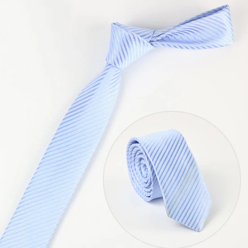Men's Solid Grey Blue White Twill Daily Necktie - Image 5