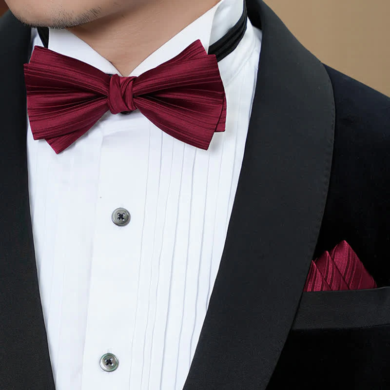 Men's Solid Color Twilled Formal Wedding Bow Tie - Image 10