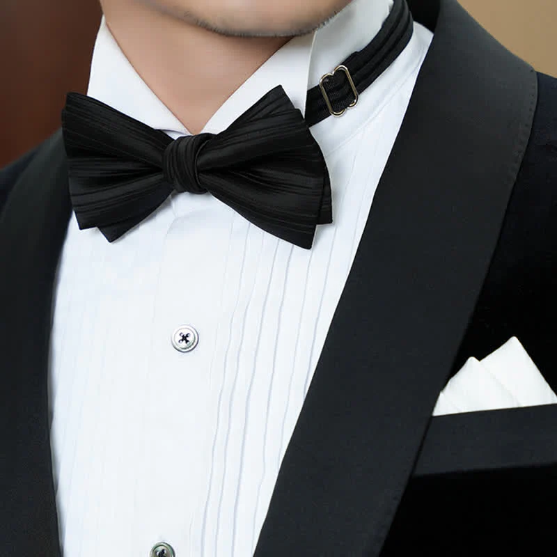 Men's Solid Color Twilled Formal Wedding Bow Tie - Image 12