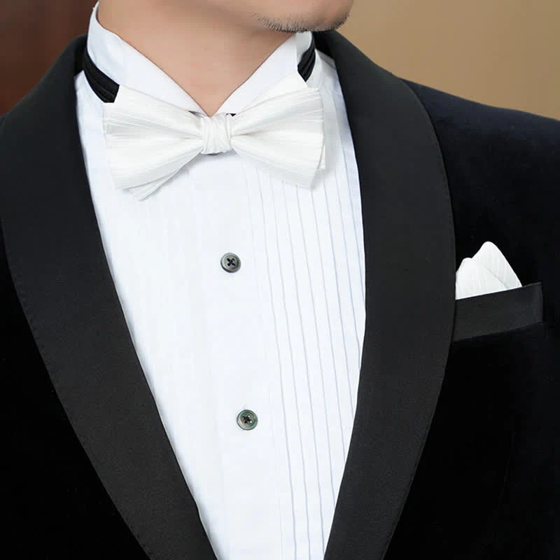 Men's Solid Color Twilled Formal Wedding Bow Tie - Image 2